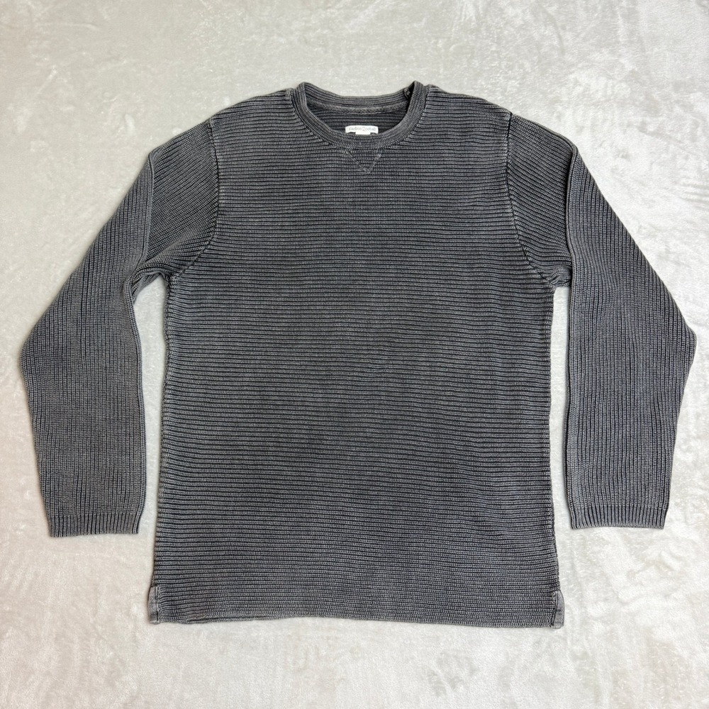 Carbon 2 Cobalt Ribbed Knit Sweater Mens L (Tag XL) Charcoal Pullover Coastal
